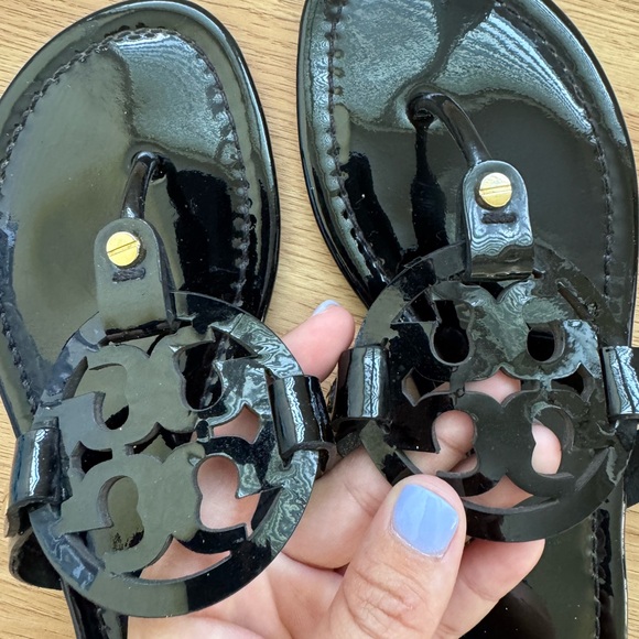 TORY BURCH millar Sandals In Black Patent Leather Size 8 - Picture 9 of 15